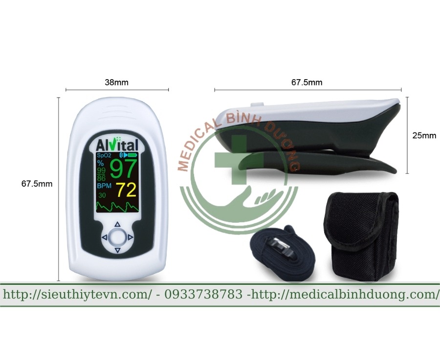 kích thước máy spo2 alvital at101b