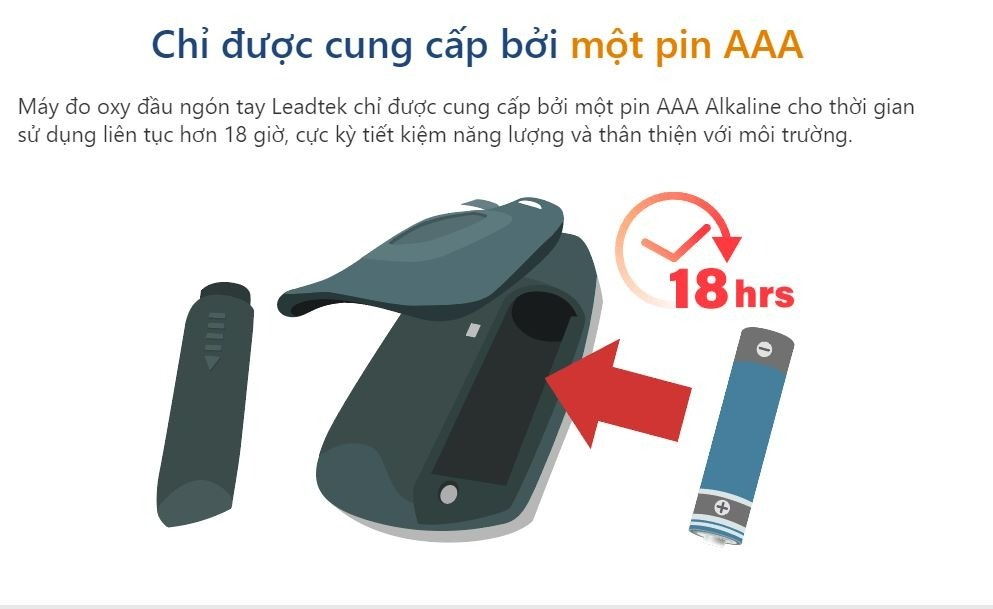 máy spo2 alvital at101b chỉ sử dụng 1 viên pin